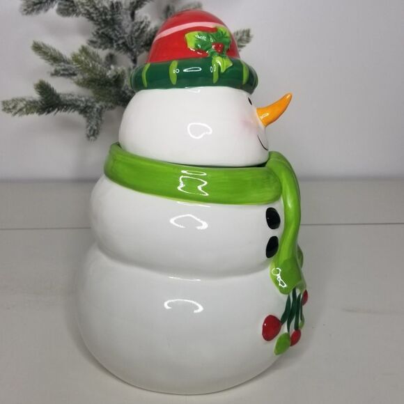 Ganz‎ Snowman Cookie Jar Christmas Holiday Decor Food Storage - Picture 3 of 16